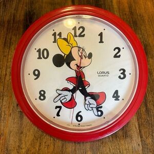 Vintage Walt Disney Minnie Mouse Lorus Quartz 10" Wall Clock Japan Works